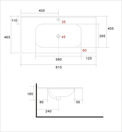 Мебель для ванной Art&Max Elegant 80 см, LED подсветка, белый глянец