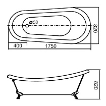 Акриловая ванна Gemy G9030 C 175x82 см