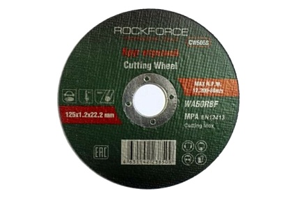 Круг отрезной по металлу и нержавейке 125x1.2x22.2 мм Rockforce RF-CW505S