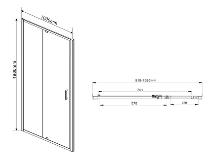 Душевая дверь Vincea Intra 90/100x190 VDP-1I9010CH хром, шиншилла