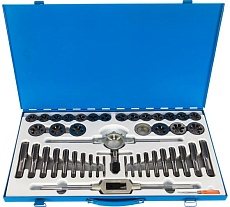 Набор плашек и метчиков из 45 предметов (М6-М24, металлический кейс) ТехноСталь t207045