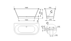 Ванна из искусственного камня Holbi Galatea Nano Concrete 170x77 см бетон 2.01.003.44.4