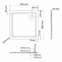 Поддон для душа WasserKRAFT Salm 27T03 90x90 квадрат