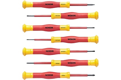 Набор диэлектрических отверток для точных работ Wokin SL1.5x50, SL1.8x50, SL2.0x50, SL2.5x50, SL3.0x50, PH00x50, PH0x50, 7 предметов 1352888