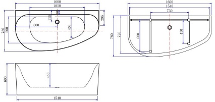 Акриловая ванна Allen Brau Priority 2.31005.21B 160x78 белый матовый, R