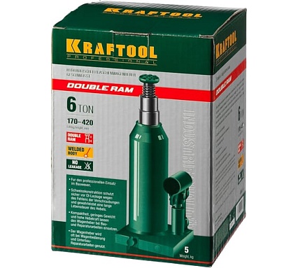 Гидравлический бутылочный домкрат Kraftool 6 т, 170-420 мм 43463-6