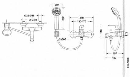 Смеситель для ванны Bravat Simple F6135193CP-B-RUS