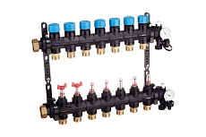 Композитная коллекторная группа Henco с расходомером (0-3л) и термометром, 1&quot; - 7x3/4&quot;EK UFH-0605MDK07-03L