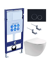 Подвесной унитаз SET Aquatek Европа-020 4в1, кнопка черный матовый