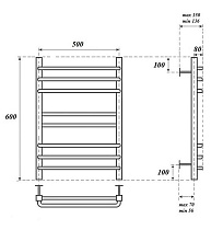 Полотенцесушитель электрический Point PN90156SE П8 50x60 хром