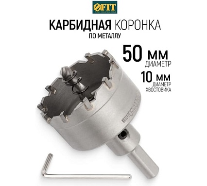 Коронка кольцевая с карбидными вставками Профи 50 мм FIT IT 36850