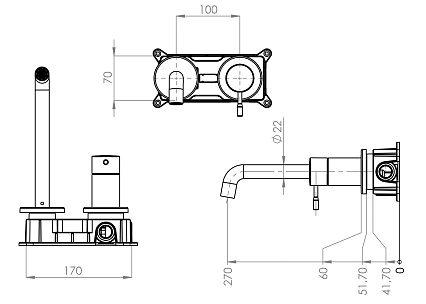 Смеситель для раковины Teska Atlas E5707 золото