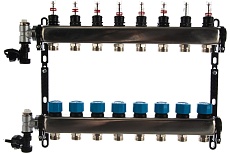 Коллекторная группа FV-Plast нерж.сталь 1х3/4 8 выходов, с расх., воздухоотвод. AA906001008