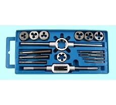 Вороток, плашкодержатель и по 7 метчиков и плашек CNIC М3-М12 в пластиковой коробке, 16 позиций 50048