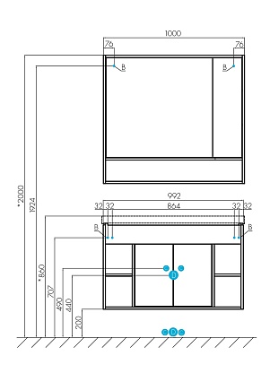 Тумба с раковиной Акватон Флай 100 см белый/дуб крафт 1A2375K0FAX10