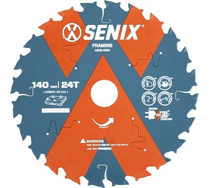 Диск пильный по дереву 140х20 мм, 24Т SENIX AECS-0001