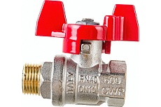 Шаровой кран RUB серия MILANO 3/8" DN10 PN40, ВР-НР, (S.90), бабочка S90C26