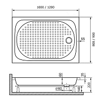 Поддон для душа RGW Acryl LUX/TN 80x120