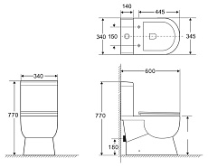 Чаша для унитаза BelBagno Ricco BB275CPR безободковая