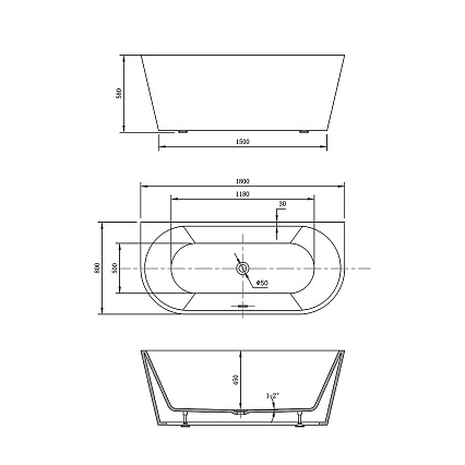 Акриловая ванна Vincea VBT-421 180x80