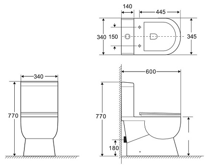 Чаша для унитаза BelBagno Ricco BB275CPR безободковая