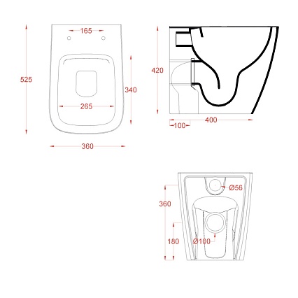 Приставной унитаз Artceram A16 ASV004 39 00 безободковый, cocoa
