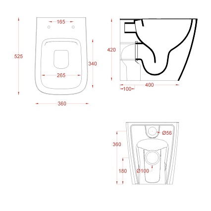 Приставной унитаз Artceram A16 ASV004 39 00 безободковый, cocoa