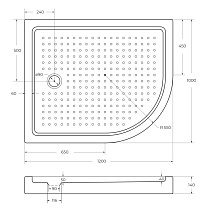 Поддон для душа Cezares TRAY-A-RH-120/100-550-15-W-L 120x100 прямоугольный ассиметричный, L