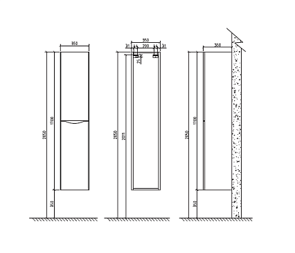 Шкаф пенал BelBagno Ancona-N 35 см R Rovere Moro