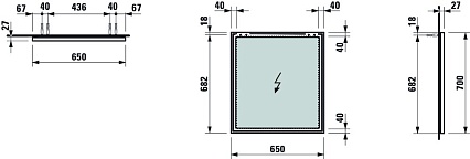 Зеркало Laufen Frame 25 4.4740.3.900.144.1 65 см с алюминиевой рамкой, без подсветки