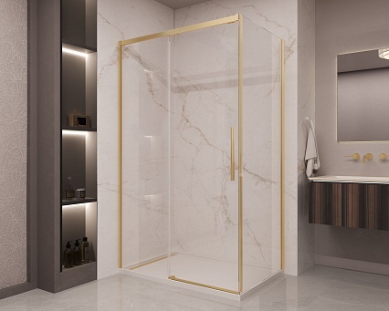 Душевой уголок Vincea Stella VSR-1ST9013CLG 130x90 брашированное золото, прозрачное