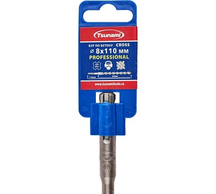 Бур по бетону Tsunami PROFESSIONAL Cross 8х110/60 мм, SDS-plus T10610300008110