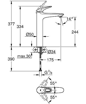 Смеситель для раковины Grohe Eurostyle 2015 23570003