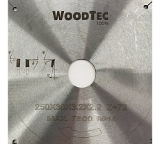 Пила дисковая 250х3.2/2.2x30 мм, Z72 WZ Woodtec ИН 299118