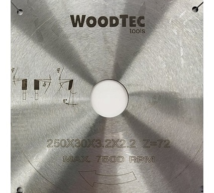 Пила дисковая 250х3.2/2.2x30 мм, Z72 WZ Woodtec ИН 299118