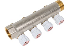Коллектор MVI латунный с регулирующими вентилями 1&quot;x1/2&quot;x4 выхода MM.404.0604