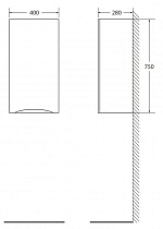 Шкаф навесной BelBagno Fly/Marino 40 R FLY-MARINO-750-1A-SC-BL-P-R Bianco Lucido