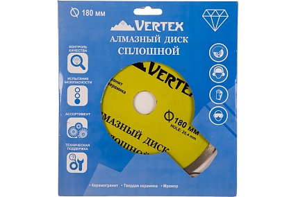 Диск алмазный сплошной для плиткореза (180х25.4 мм) Vertextools 04-180-4