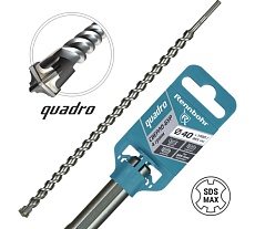 Бур по бетону RENNBOHR Quadro SDS-Max 4 грани 40x1000/865 мм 724010