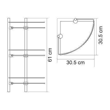 Полка WasserKRAFT K-3133BLACK тройная угловая, черный матовый