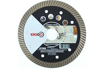 Диск алмазный турбо ультратонкий 125x1.4x10x22 мм KRUGO RTT05A