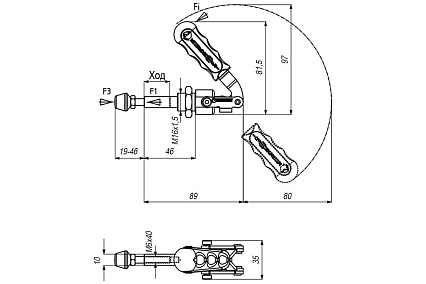 Механический плунжерный зажим KUKAMET усилие 150 кг 513-2