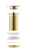 Донный клапан Aquatek AQ6003PG без перелива, Push-open, полированное золото