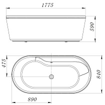 Акриловая ванна BelBagno BB14-K 177.5x84