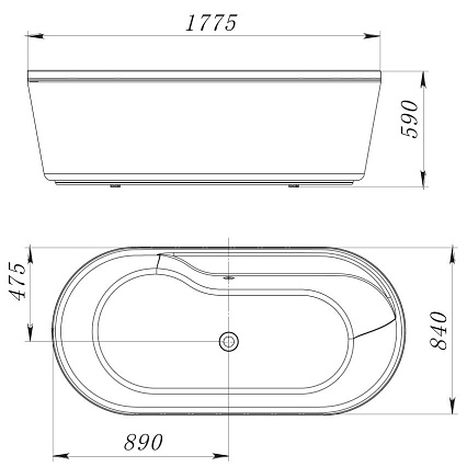 Акриловая ванна BelBagno BB14-K 177.5x84