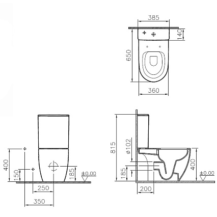 Унитаз VitrA Sento 9830B003-7204 Open-Back 