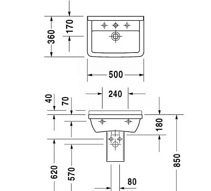 Раковина Duravit Starck 3 50 0300500000