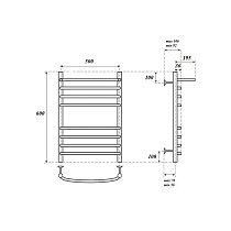 Полотенцесушитель водяной Point PN05156SP П7 50x60, с полкой, хром