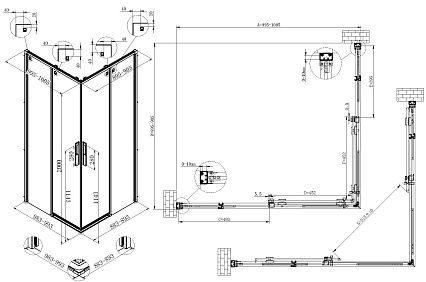Душевой уголок Vincea Ultima VSS-7UL9010CLGM 90x100 вороненая сталь, прозрачное