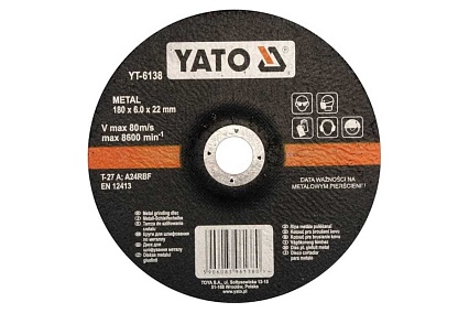 Диск зачистной по металлу 180x6,8x22 Yato YT-6138